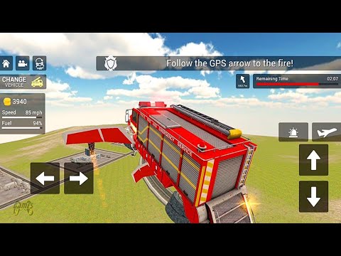 Flying Fire Truck Simulator Game 2021: Mercedes Benz Fire Truck - Android Gameplay