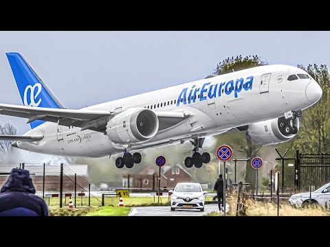 ✈️ 100 CLOSE UP TAKEOFFS & LANDINGS in 1 HOUR 🇳🇱 Amsterdam SCHIPHOL Airport Plane Spotting AMS/EHAM