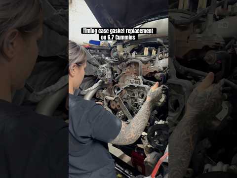 Timing case gasket replacement on 6.7 Cummins #dieselmechanic #cummins #mechanic