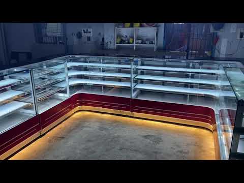 4 feet curve blue stone bakery display counter, 8 mm, warran...