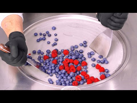 Berry ASMR | Blueberry & Raspberry Ice Cream Rolls