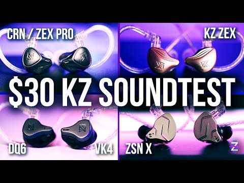 KZ CRN/ZEX Pro Soundtest vs ZEX, VK4, DQ6, ZSN Pro X - $30 KZ BATTLE!