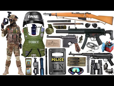 Special Forces military toy gun set unboxing, Rifle, Heavy machine gun, M4A1 rifle, submachine gun