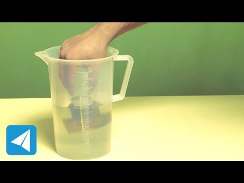 Part of a video titled Sinker method to measure volume of irregular floating body - YouTube