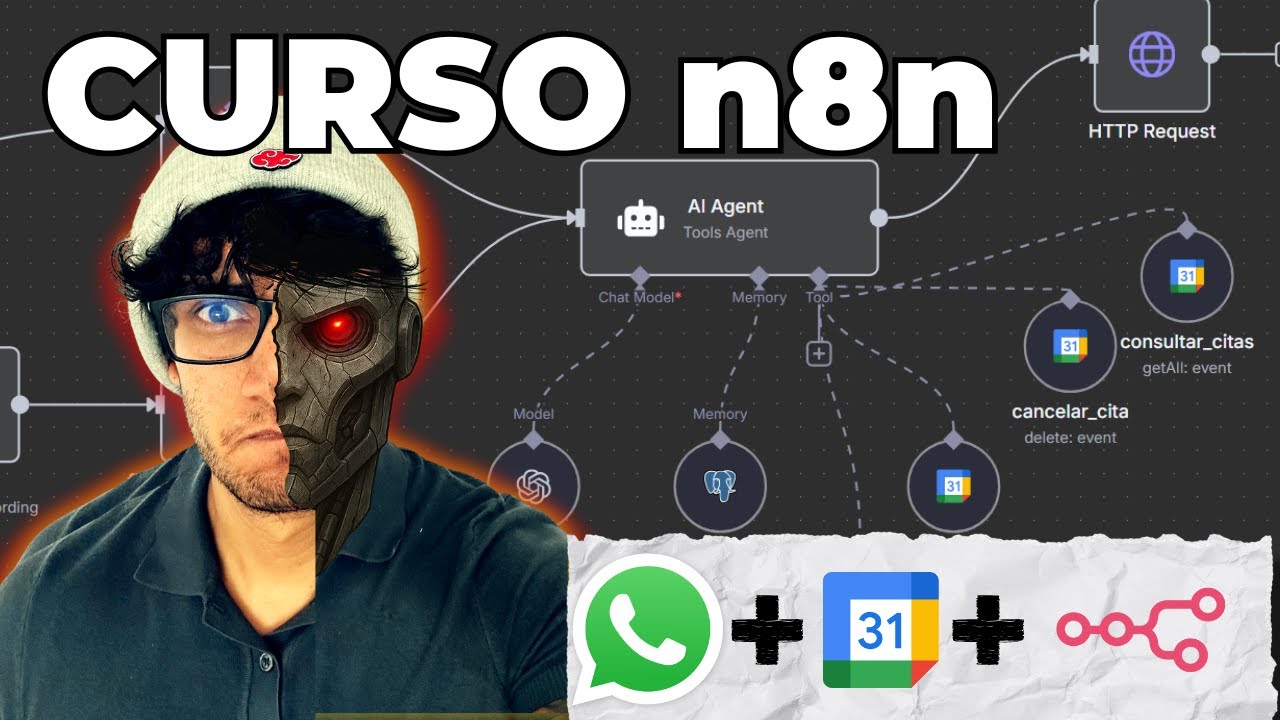 Curso N8N desde cero, creando un asistente virtual con Whatsapp + Google Calendar + OPENAI