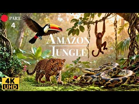 Amazon Jungle 4K: Colorful Birds, Hidden Wildlife with Relaxing Music