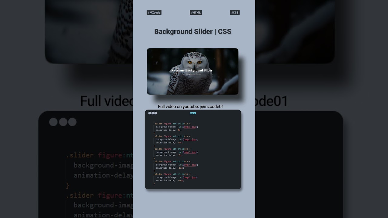 🎨 2024 Smooth CSS Background Slider | MZCode01 🚀 #css #coding #shorts  #background
