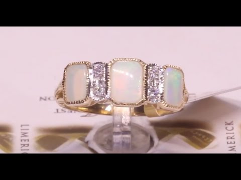 #97861 | Opal and Diamond Ring | 9ct Yellow Gold
