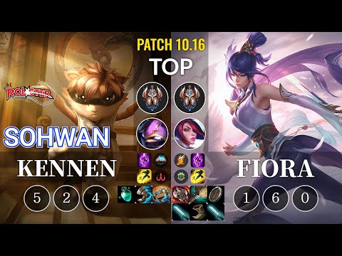 KT SoHwan Kennen vs Fiora Top - KR Patch 10.16