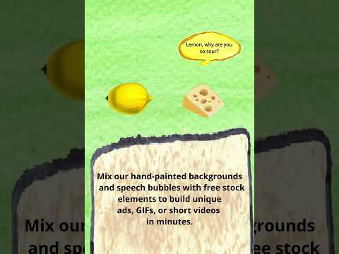 Creating Quick Ads with our digitized watercolor backgrounds and graphic speech bubbles