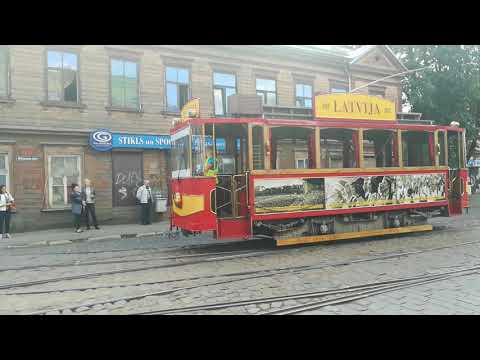 Riga life 250 Tram retro old style.