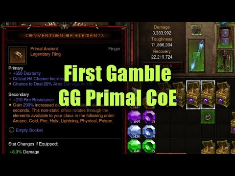 Farm 2500 Bounty Mats then gamble GG Primal CoE First Try EZ