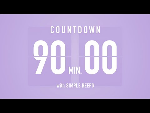 90 Minute Countdown Timer ⏳ Flip Clock with Bell Alerts 💜🔔