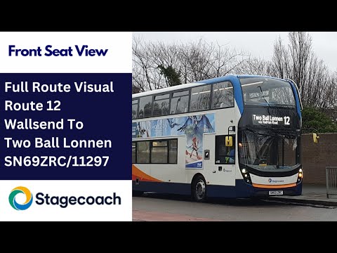 Full Route Visual | Stagecoach NE Bus Route 12 - Wallsend to Two Ball Lonnen | SN69ZRC/11297