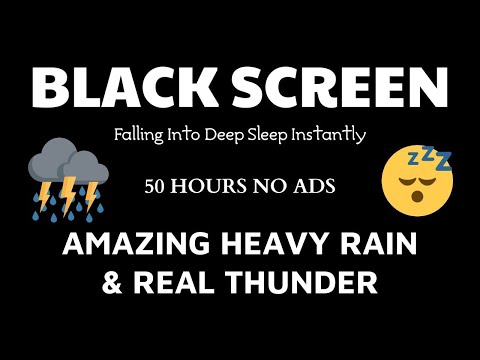 Falling Into Deep Sleep Instantly With Amazing Heavy Rain & Real Thunder | Dark Screen Rain Sounds