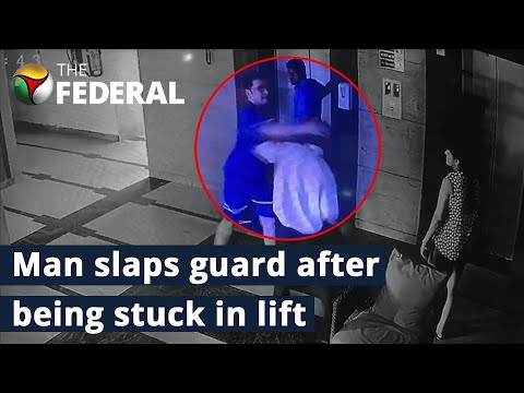 Man rescued from lift In Gurugram, beats up security guard | The Federal