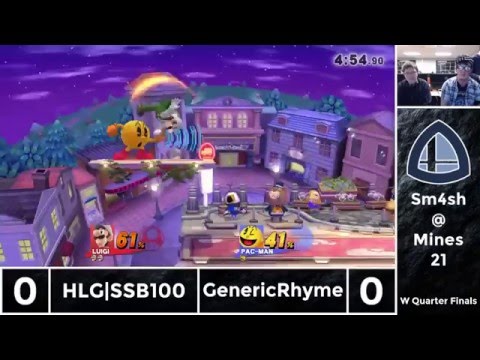 Sm4sh@Mines 21 - HLG|SSB100 (Random) Vs. GenericRhyme (Random) - Winners Quarterfinals