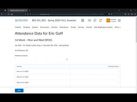 Common D2l Tools Attendance