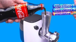 EXPERIMENT MEAT GRINDER VS COCA COLA AND MENTOS