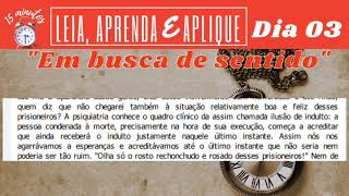 Em busca de sentido - Leitura diria - Audiobook - Dia 03 - Livros de autoconhecimento