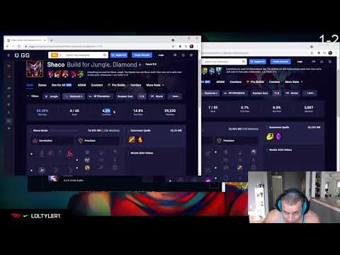 Tyler1 compares Heimerdinger with Shaco (play rate and win rate)