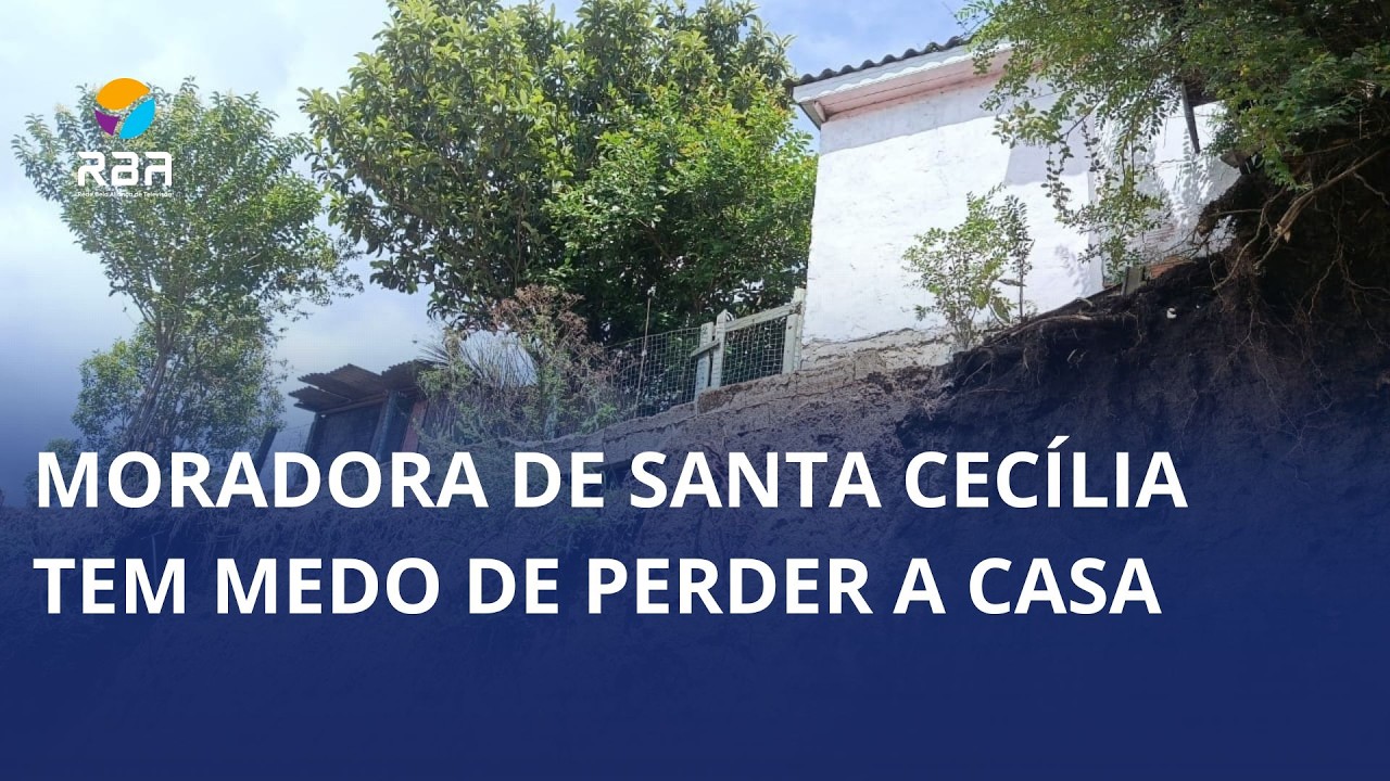 Casa à beira de barranco preocupa moradora em Santa Cecília