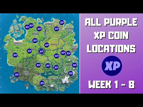 All 20 Purple XP Coins Locations in Fortnite (week 1-8)! - Purple is Precious Punch Card