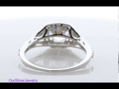 Video Split Shank Halo Copper Ring Sterling Silver 0.9 CT 6 mm CZ Cubic Zirconia