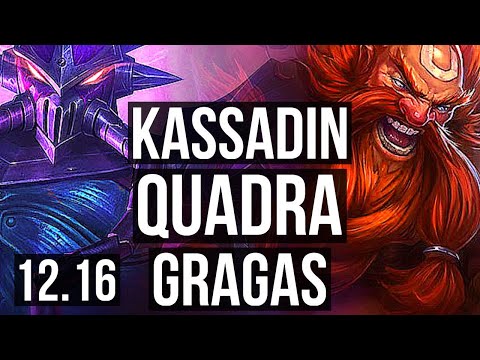 KASSADIN vs GRAGAS (MID) | Quadra, 70% winrate, 12/2/5, Legendary | EUW Master | 12.16