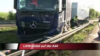 preview picture of video '74-jähriger LKW-Fahrer kracht in Leitplanke 17.09.2013'