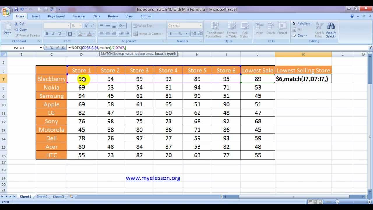 Index And Match -10 - With Min Formula Lookup The Lowest Value (Hindi)