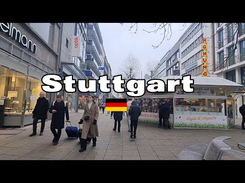 Stuttgart Germany 🇩🇪 Walking Tour in Stuttgart City in Germany, Winter Walk