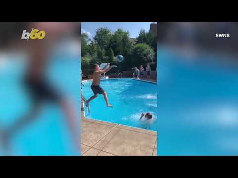 Slam Dunk! Kids Pull of Epic 26-Throw Poolside Trick Shot