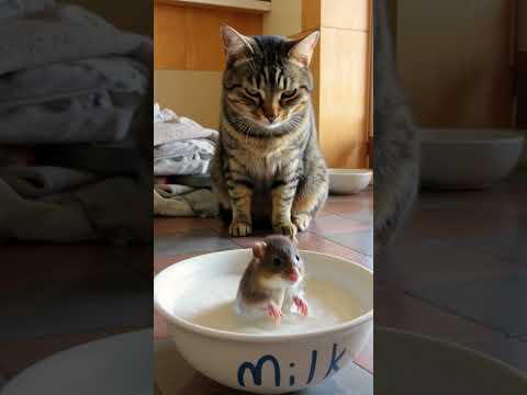 Insane! Watch What Emerges From The Milk! Cat Is In Awe On This One