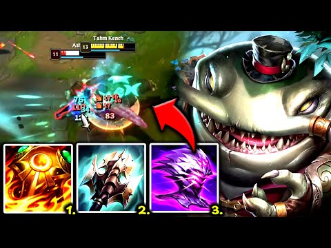 TAHM KENCH TOP IS FREE WINS AND REQUIRES NO SKILL (HIGH W/R) - S14 Tahm Kench TOP Gameplay Guide