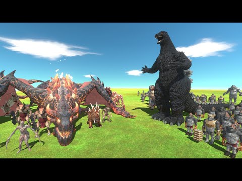 Godzilla War - Lava Golem + Lava Dragon VS Godzilla - Animal Revolt Battle