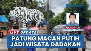 Viral Patung Macan Putih Wajah Lucu! Pertigaan Desa Balongjeruk Kediri Berubah Jadi Wisata Dadakan