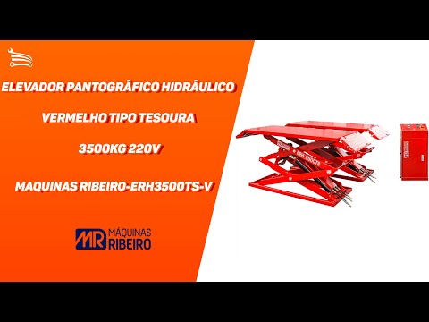 Elevador Pantográfico Hidráulico Vermelho Tipo Tesoura 3500kg 220V  - Video