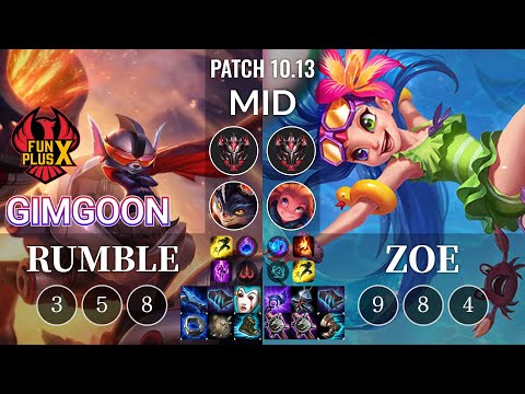 FPX GimGoon Rumble vs Zoe Mid - KR Patch 10.13