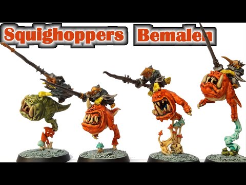 Wie bemalt man Gloomspite Gitz Squighoppers und Boingrot Bounders für Age und Sigmar und Warcry