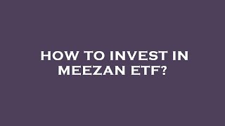 How to invest in meezan etf?