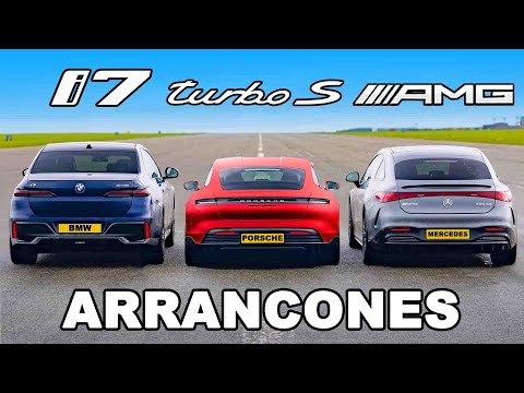 BMW i7 vs Porsche Taycan Turbo S vs Mercedes AMG EQS: ARRANCONES