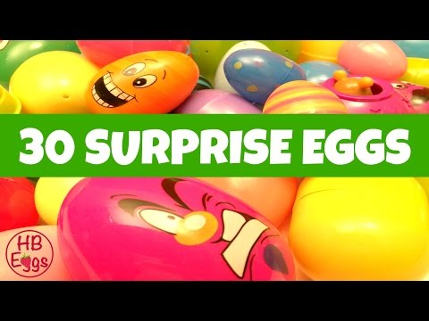 Surprise Eggs: 30 Surprise Eggs - Cookie Monster - Snoopy - DP - Hot Wheels Video