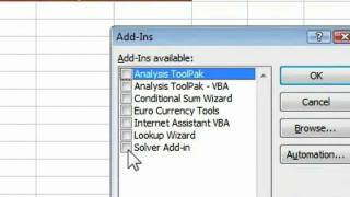 How to load the solver add in for Microsoft Excel 2007