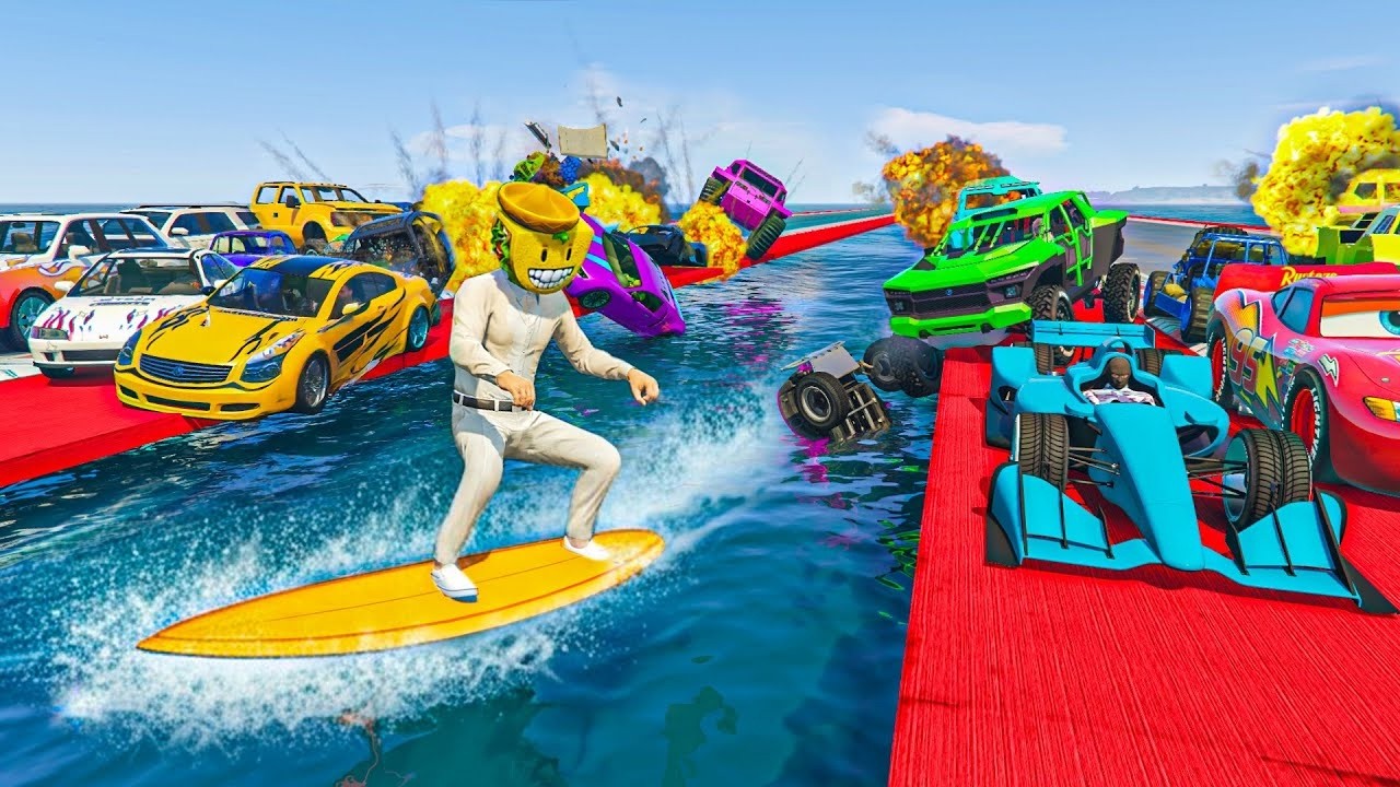 EL ÚLTIMO EXPLOTA CON COCHES ALEATORIOS! SURF ÉPICO!! - GTA 5 ONLINE