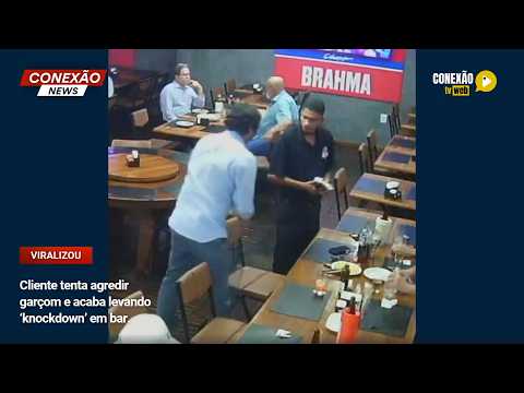 Vídeo: Cliente tenta agredir garçom e acaba levando ‘knockdown’ em bar.