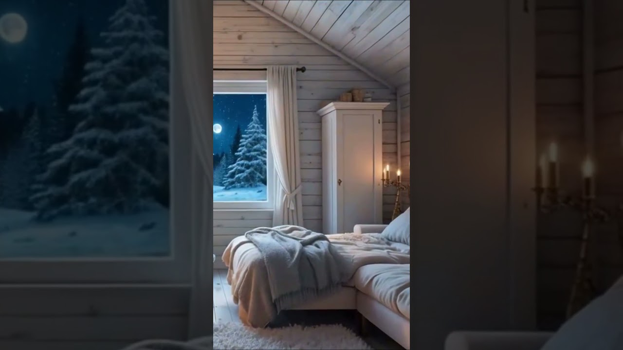🔥 Enchanted Wooden Cabin 🌙❄ Cozy Winter Ambience | Relaxing AI House & Peaceful Snowfall Vibes