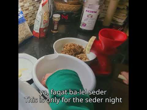 Mother and son preparing Haliq (Iranian charoset), giving recipe, and speaking  Lishan Didan