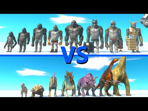 MUTANT PRIMATES Team vs HERBIVORE DINOSAURS Team - Animal Revolt Battle Simulator
