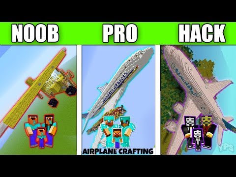 Minecraft Battle : AIRPLANE CRAFTING CHALLENGE - NOOB vs PRO vs GOD Minecraft Animation